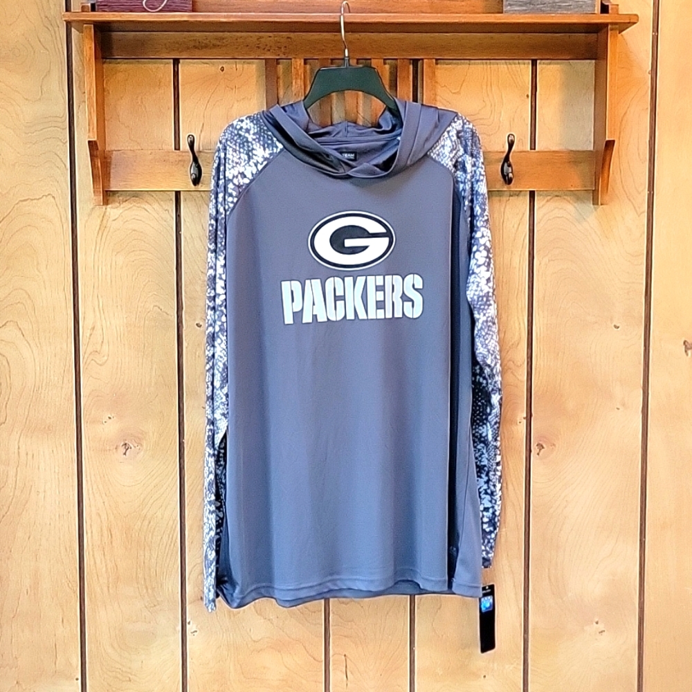 Zubaz Green Bay Packers Solid Gray Elevated Lightweight Hoodie